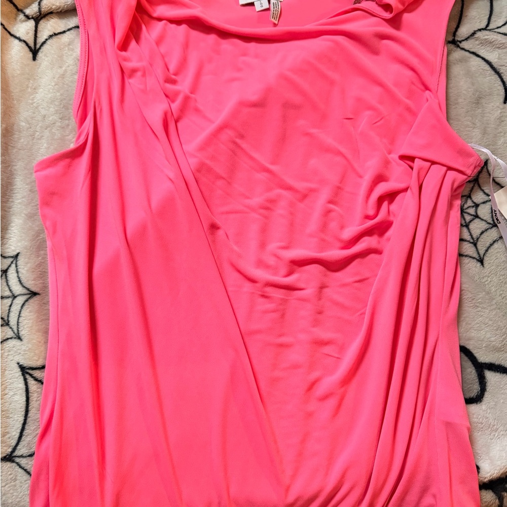 DKNY Women's Pink Sleeveless Top zipper shoulder NWT